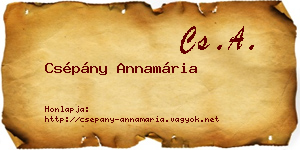 Csépány Annamária névjegykártya